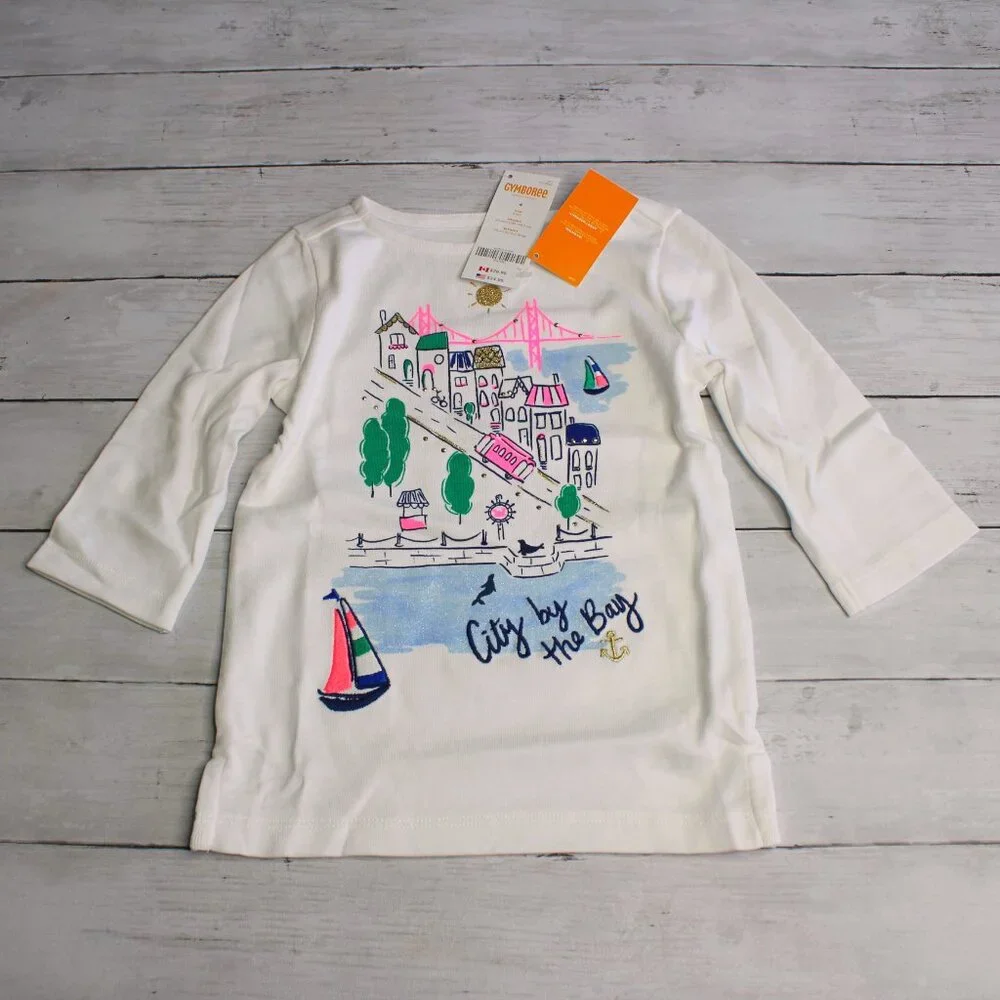 Gymboree Vintage Girl's Top Pants Hair Curly Clips Size 4 Nautical Sailor